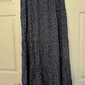 Brandy Melville Dark Blue Maxi Skirt with White Dots